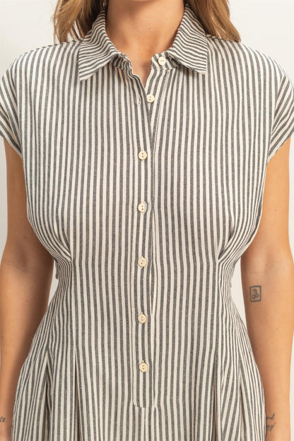 Striped Button Down Jumpsuit