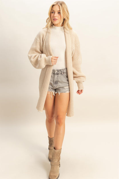 Herringbone Sweater Cardigan Long