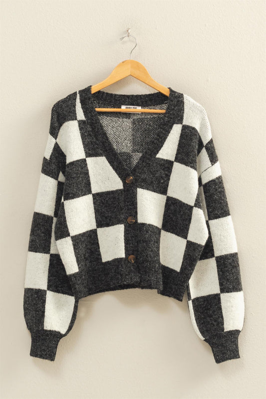 Black & White Checkered Cardigan