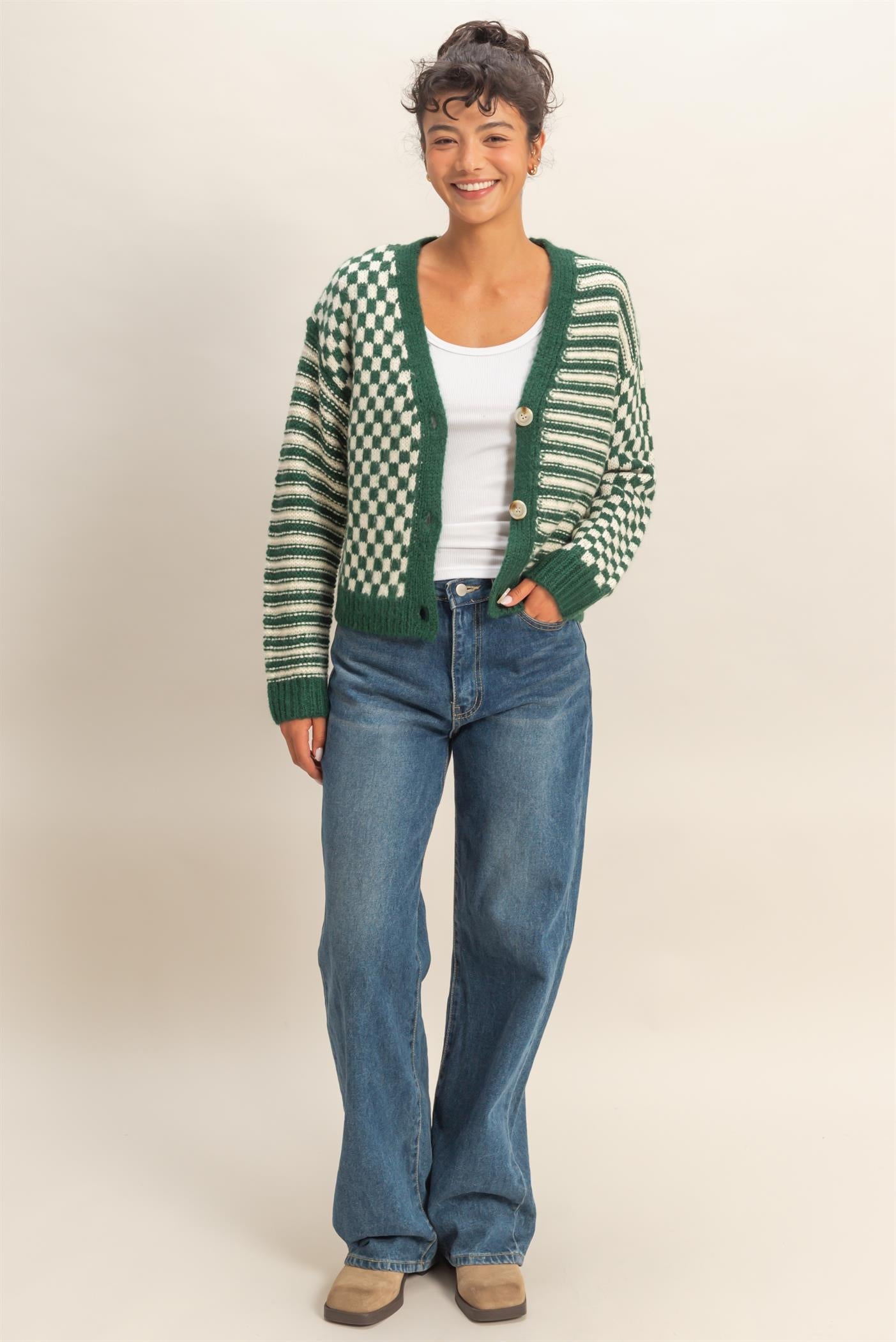 Tinsel & Timber Checkered Cardigan