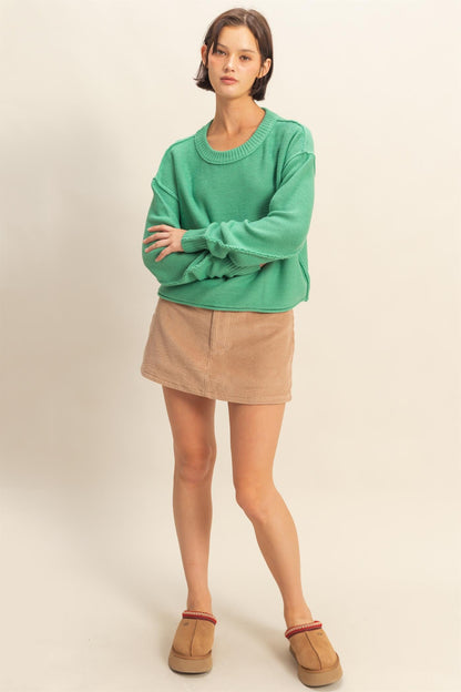 Flirty Corduroy Mini Skort Dark Taupe